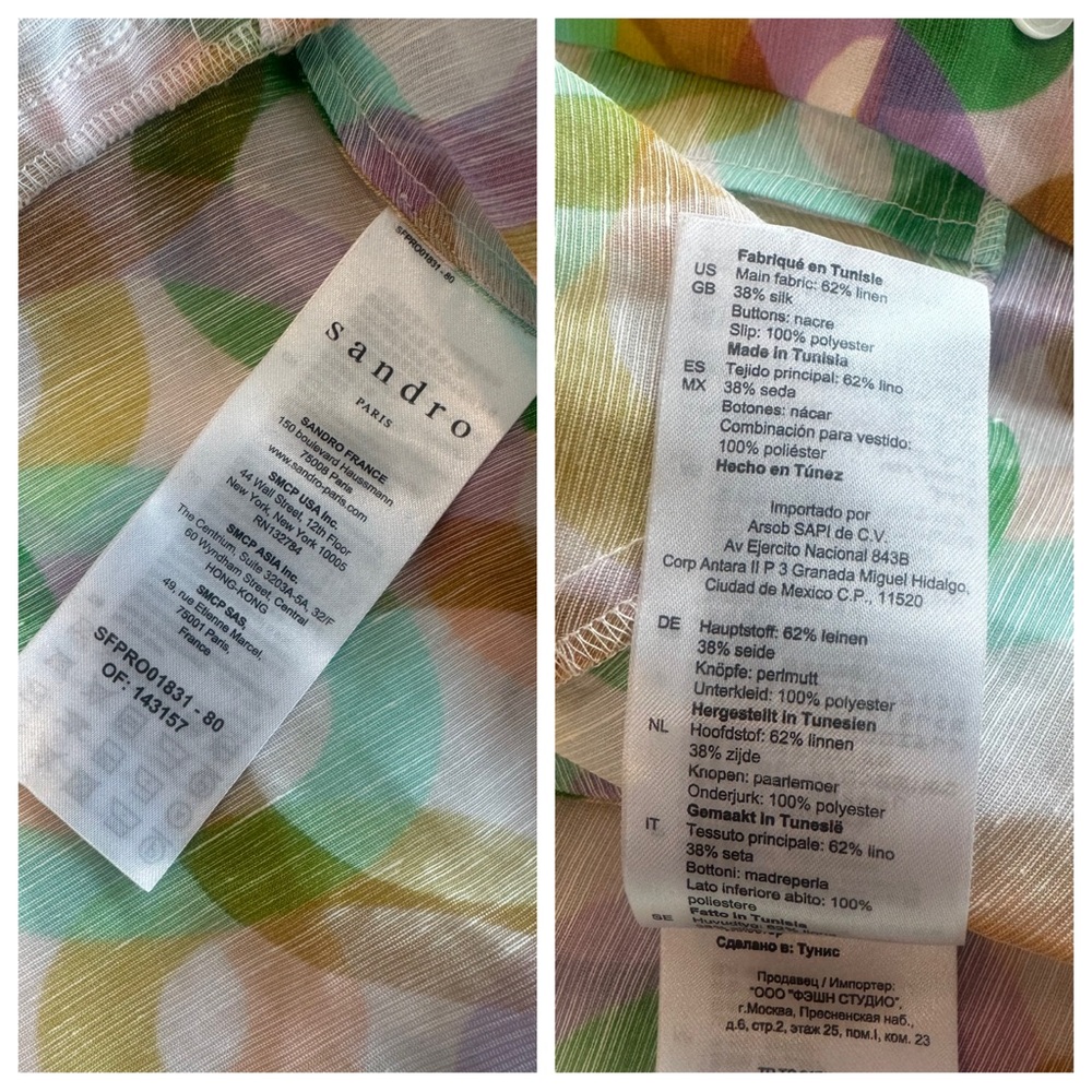 Sandro Printed Linen and Silk-blend Midi Dress - Size 38FR/6 US - Picture 11 of 14